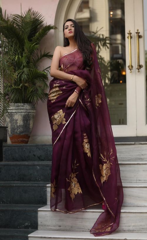 Organza Silk Handpainted Saree