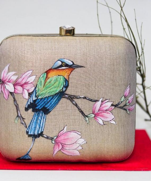 Handpainted Sparrow Clutch
