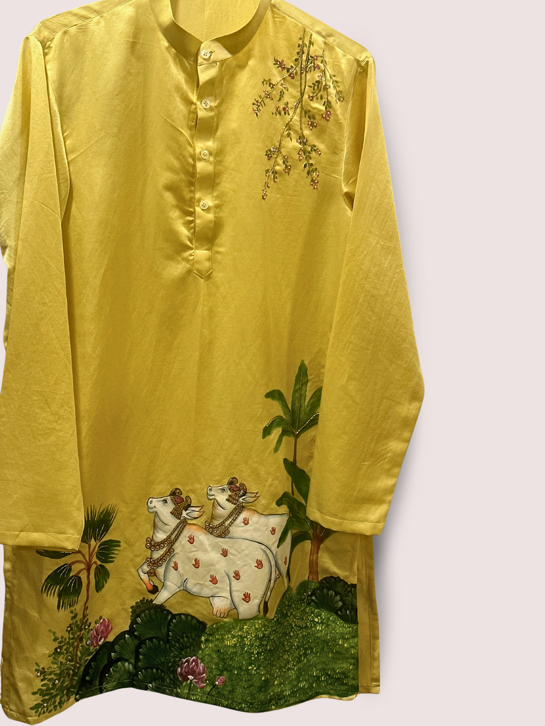 Handpainted and Handembriodred Pichwai Silk Kurta and Pants
