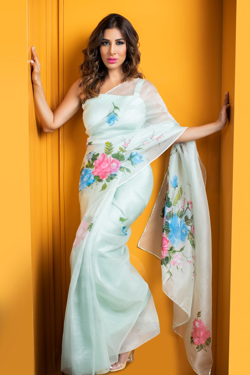 Handpainted Organza Silk Saree