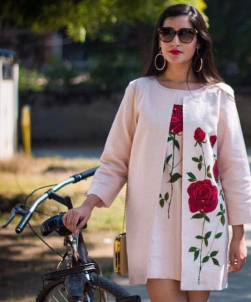 Skirt Top With Handpainted Rose