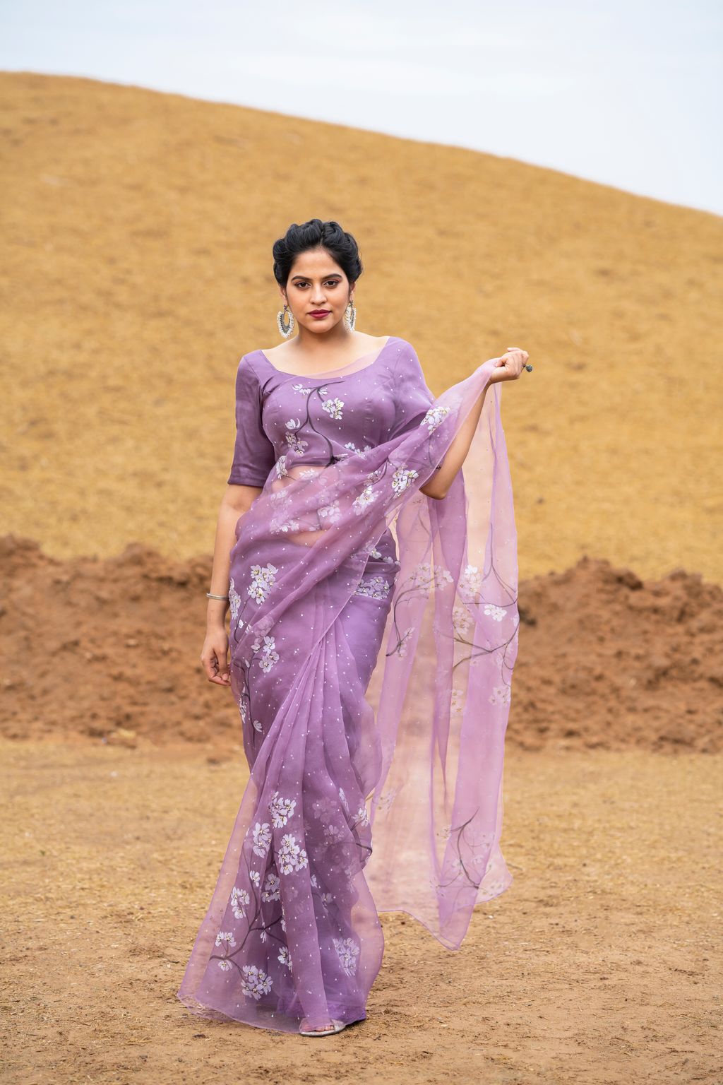 Handpainted Organza Silk Saree