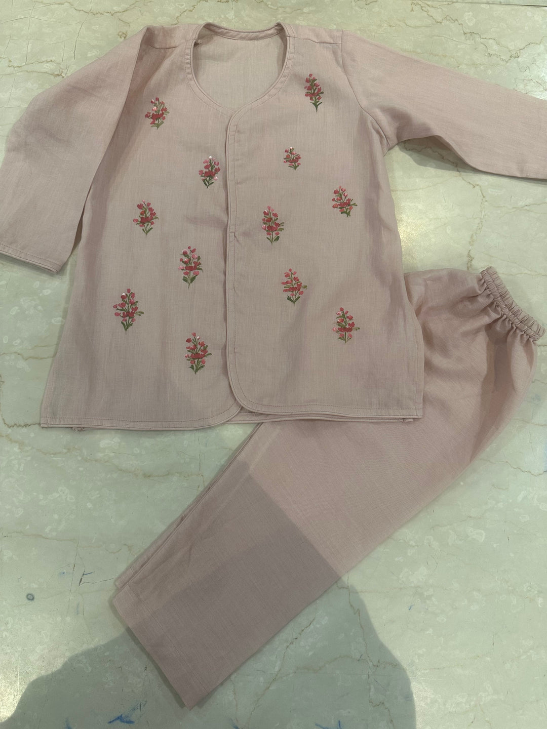 Handpainted Floral Kurta Pajama Set