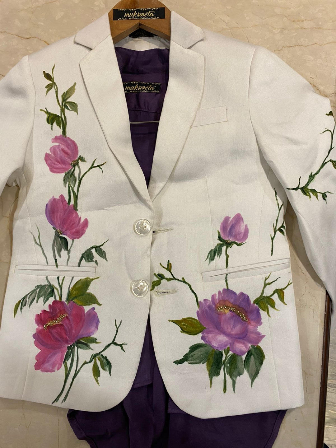 Handpainted Off White Blazer Shirt