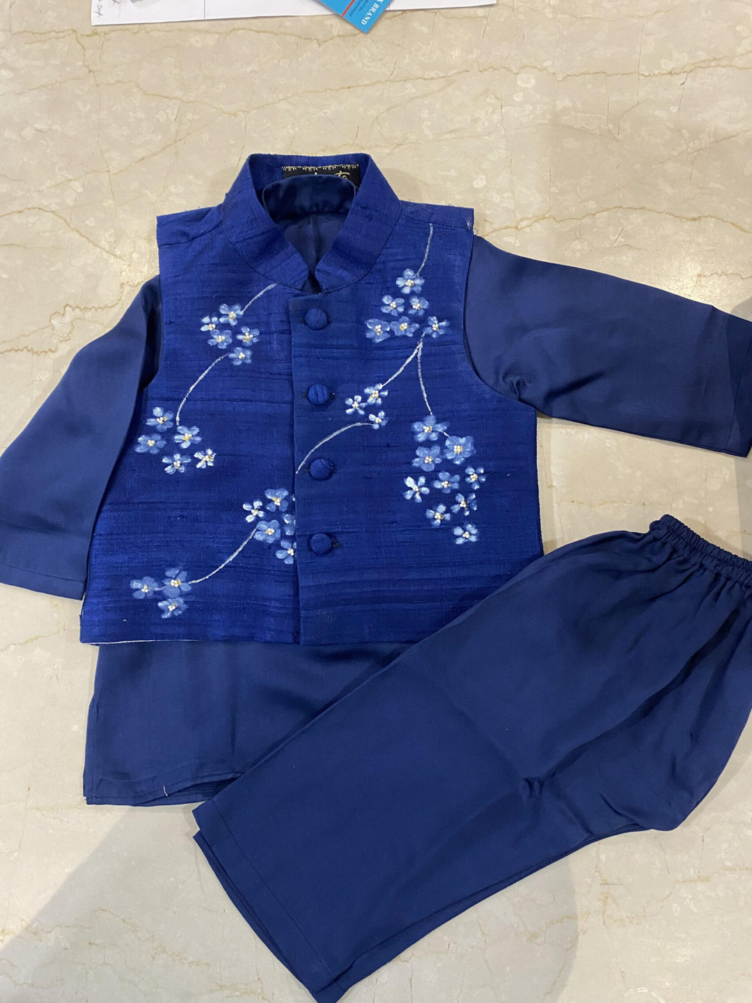 Handpainted Dark Blue Kurta Set