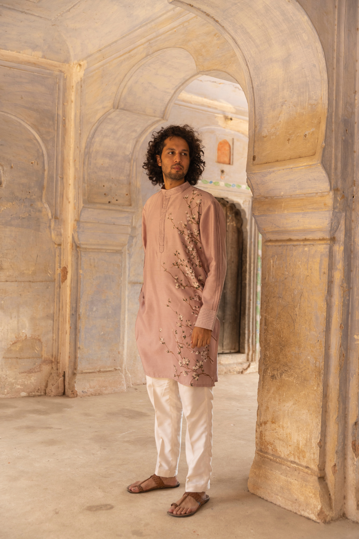 Handpainted Chanderi Men's Kurta & Pyjama