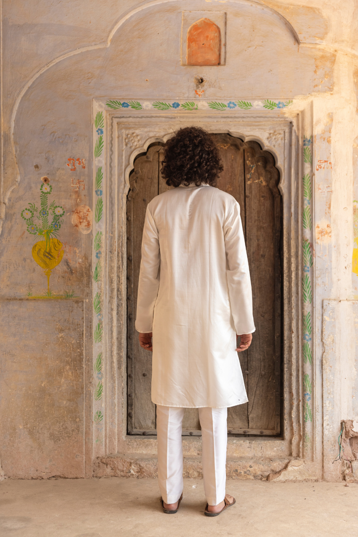 Handpainted Chanderi Men's Kurta & Pyjama