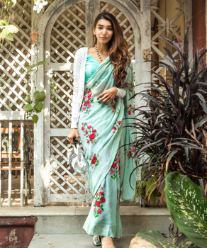 Hand painted Pure Georgette Saree