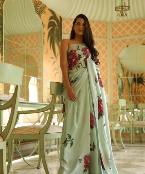 Floral Silk Handpainted Saree