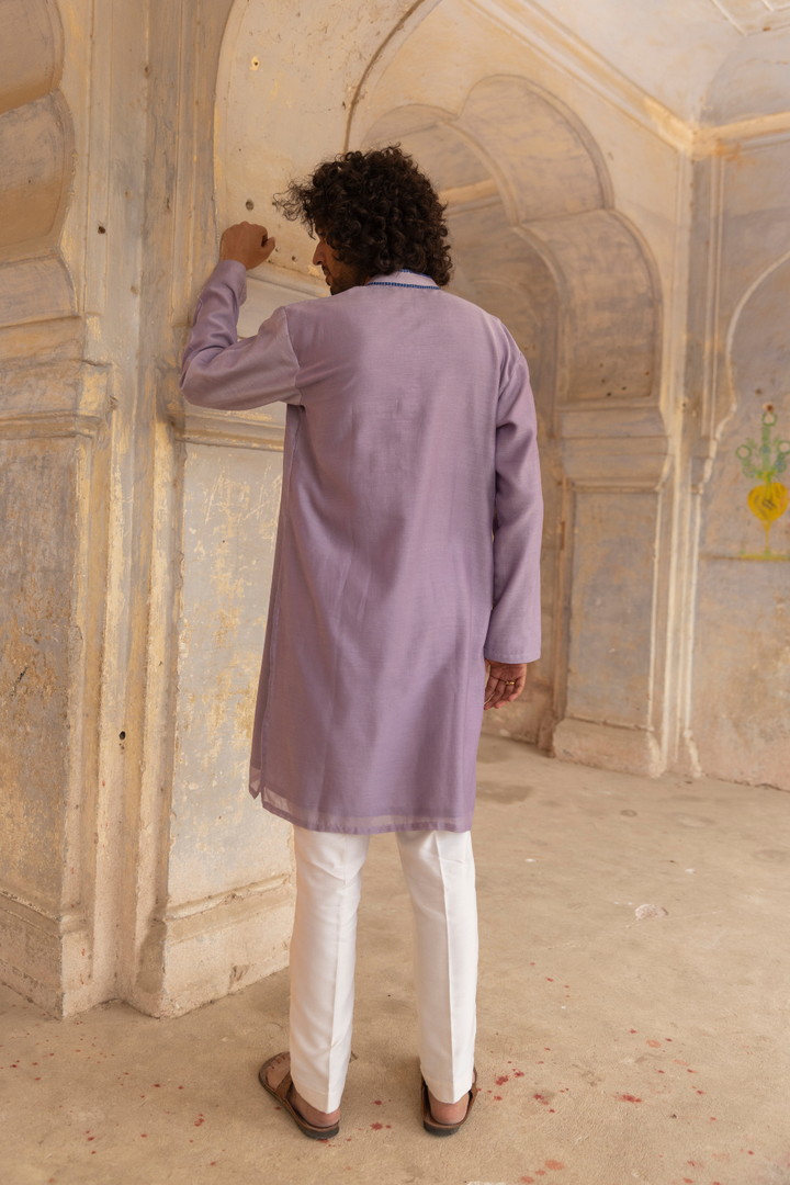 Handpainted Chanderi Men's Kurta & Pyjama