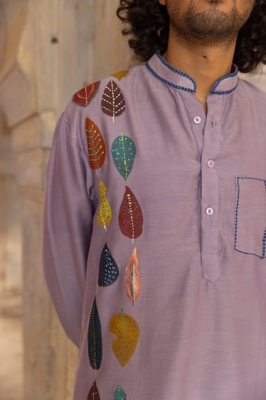 Handpainted Chanderi Men's Kurta & Pyjama