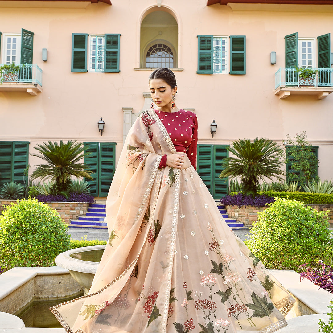 HOUSE OF JAMOTI Red Ready to Wear Lehenga & Blouse With Dupatta -  Absolutely Desi