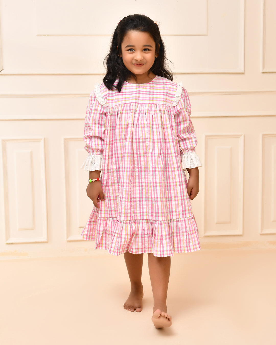 Pink Checks  A-Line Dress