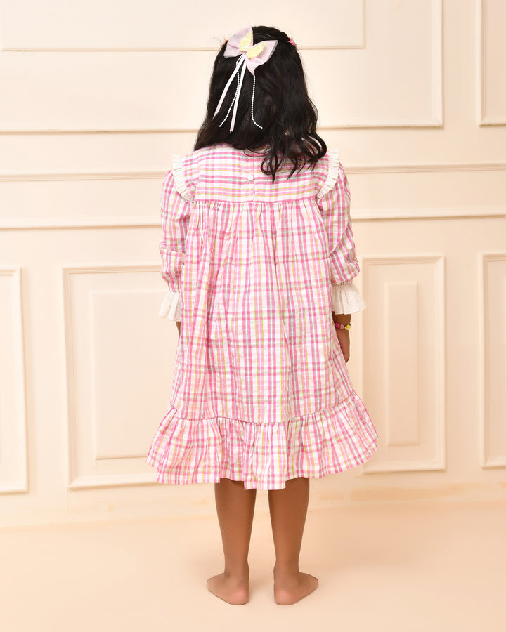 Pink Checks  A-Line Dress