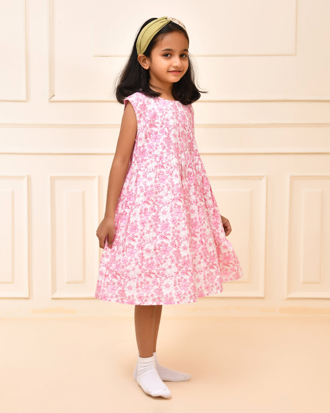 Pink Floral A- Line Dress