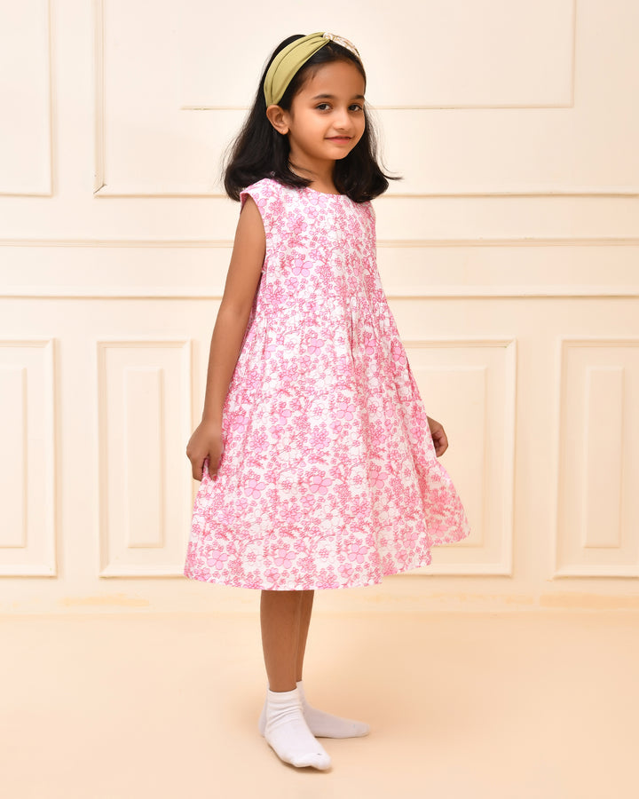 Pink Floral A- Line Dress