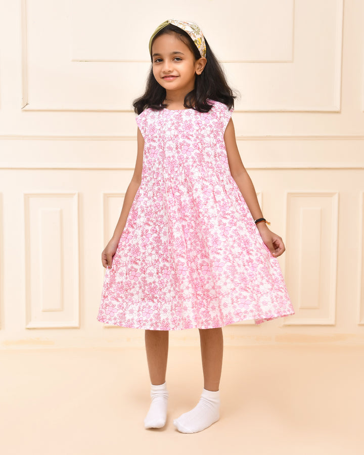 Pink Floral A- Line Dress