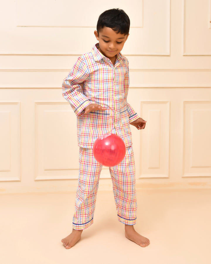 Multicolor striped Boys Night Suit