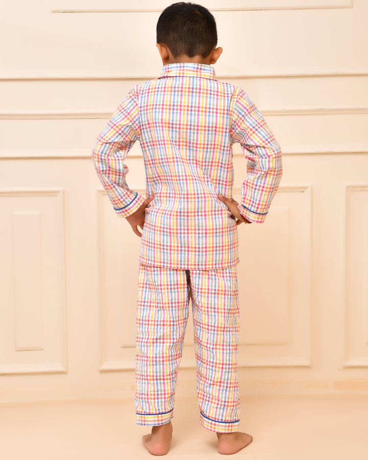 Multicolor striped Boys Night Suit