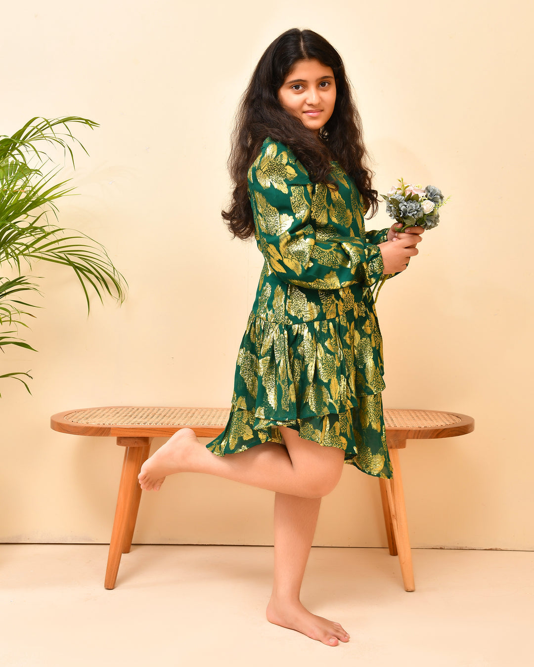 Golden Green Party Dress