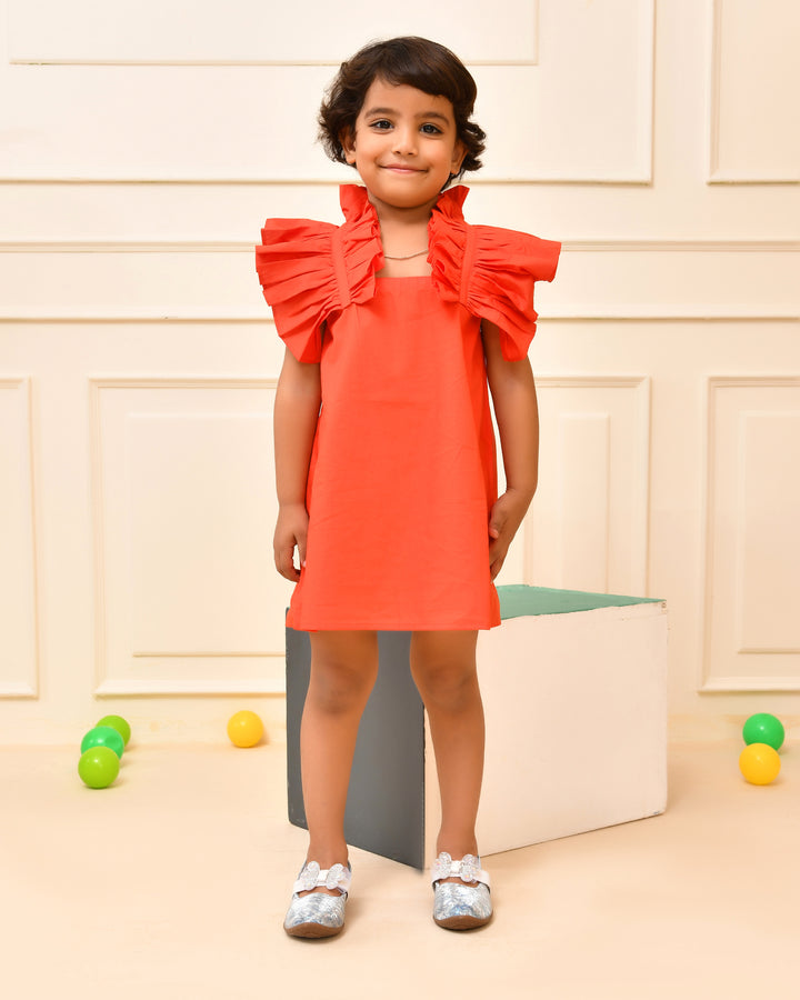 Coral Frill  A-Line Dress