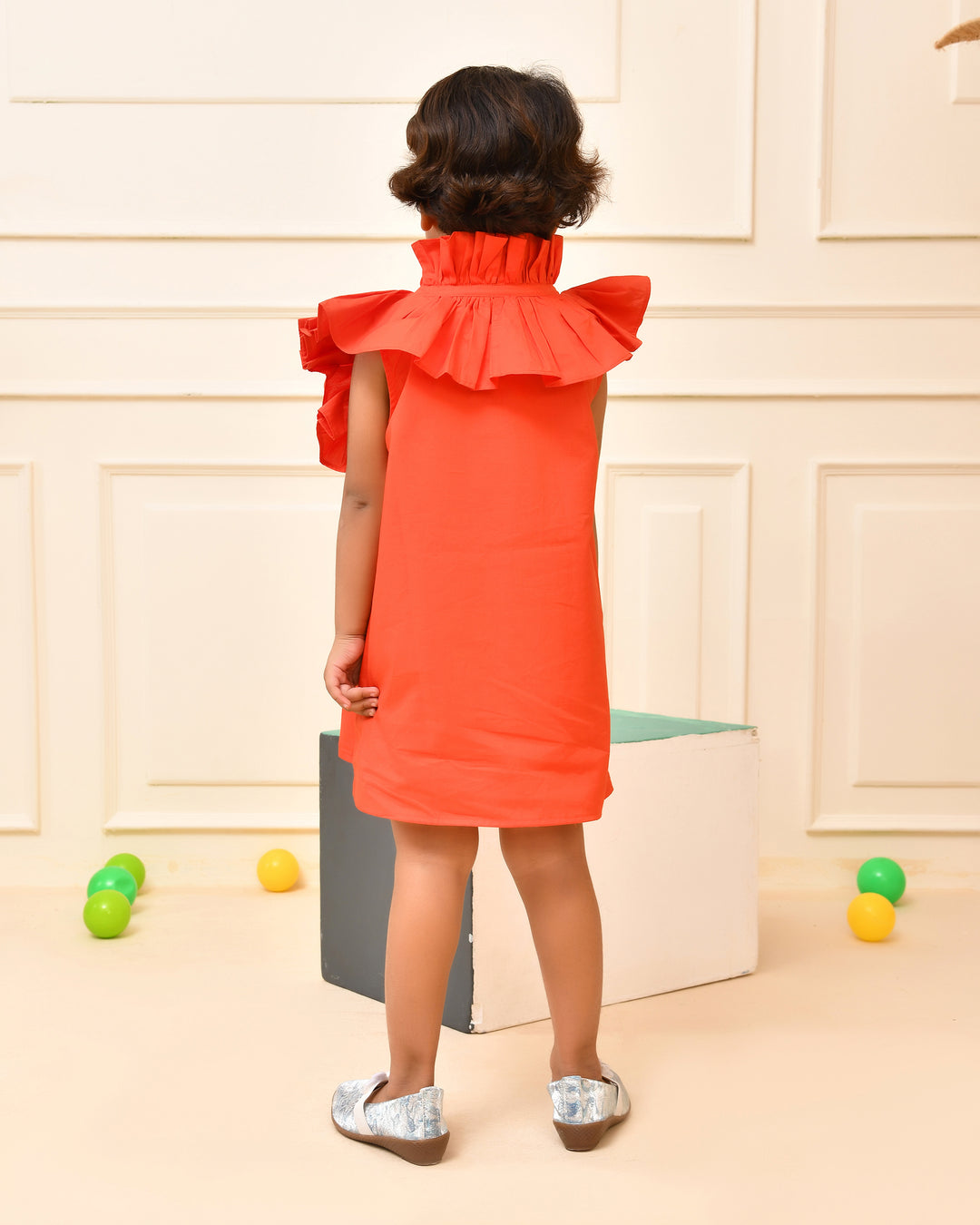 Coral Frill  A-Line Dress