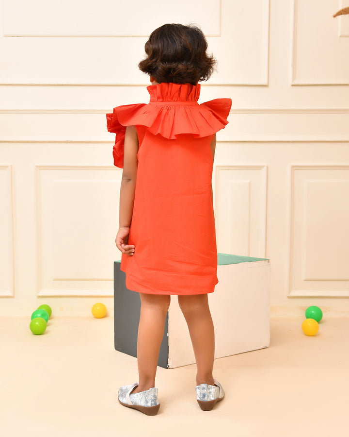 Coral Frill  A-Line Dress