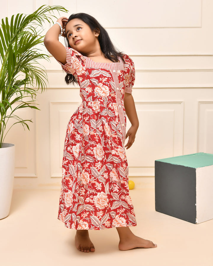 Maroon Floral Dress