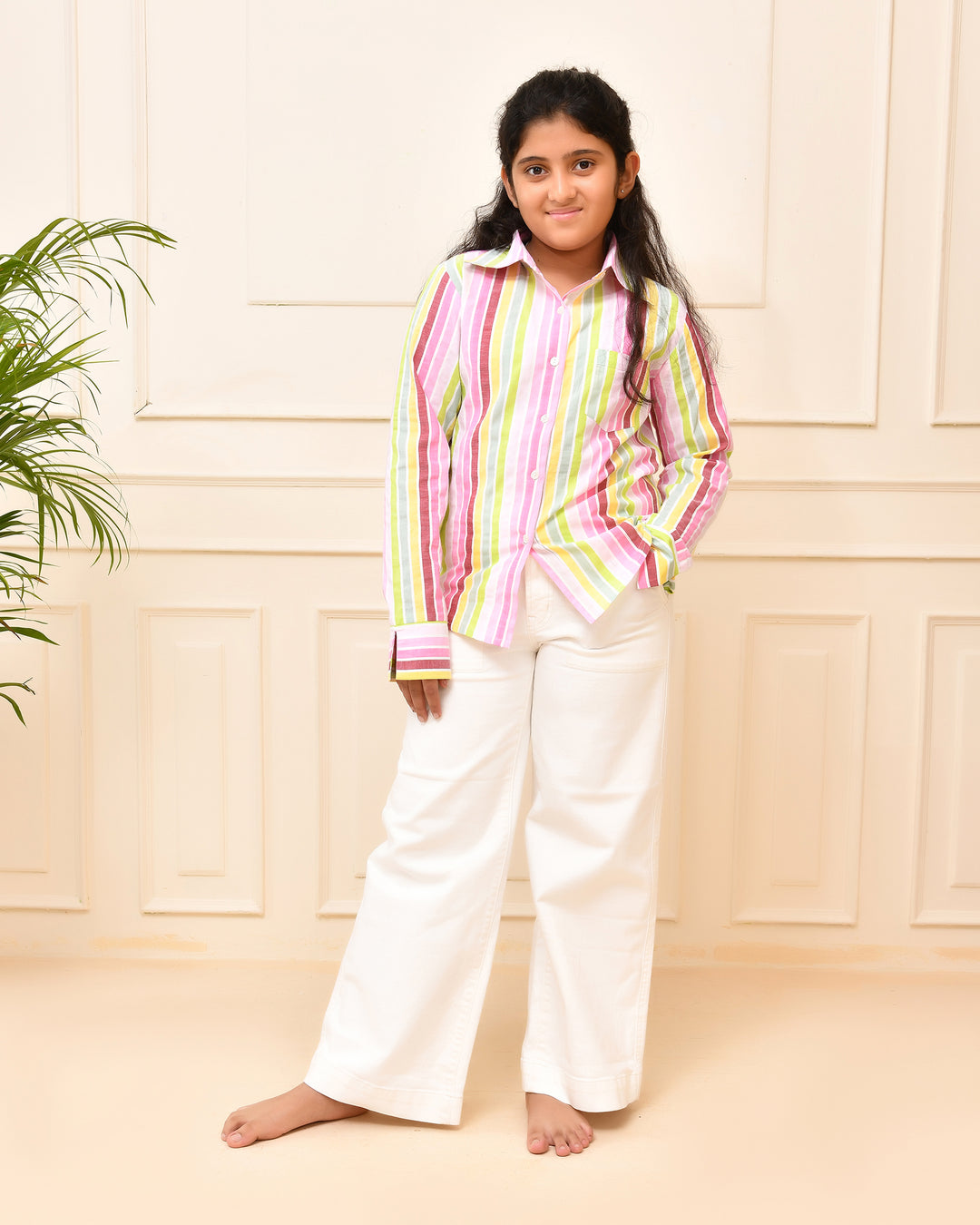 Rainbow Strip White Shirt