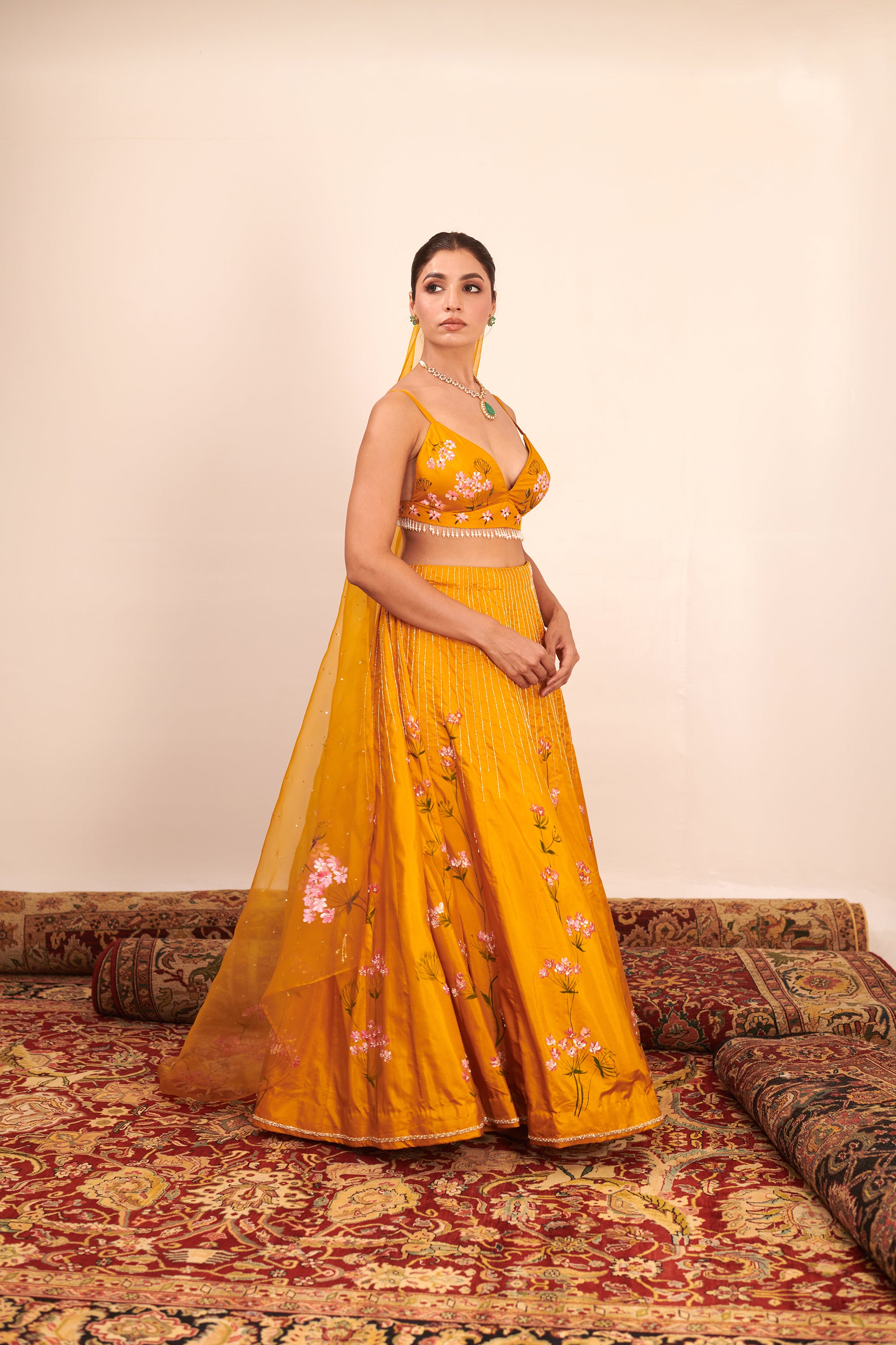Bright yellow lehenga with gold work! | WedMeGood||#wedmegood  #indianweddings #yellowlehenga #lehenga #w… | Ceremony dresses, Haldi  ceremony outfit, Lehenga designs