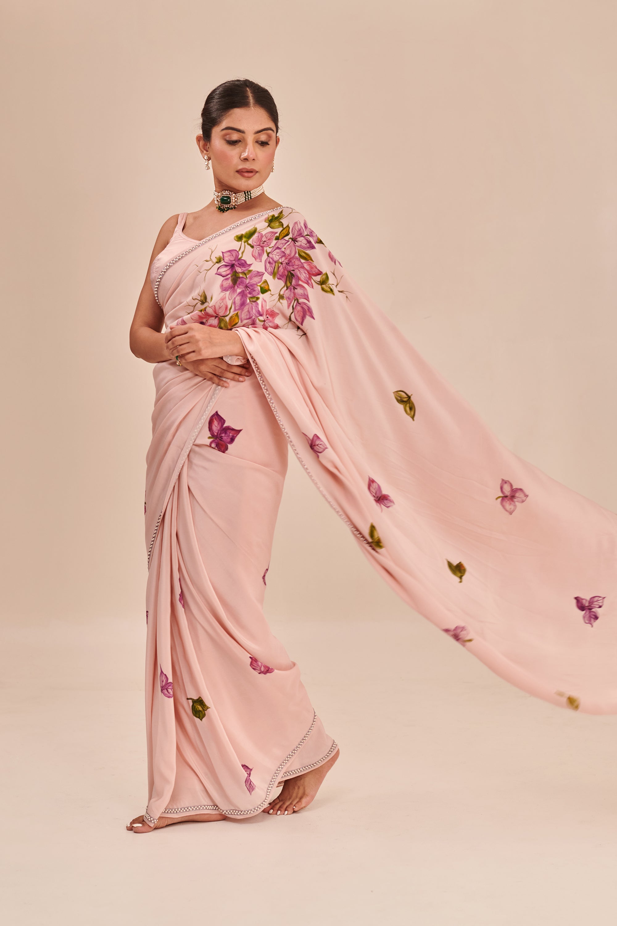 DIGNUM Pastel Pink Linen Silk Saree Archives - DIGNUM