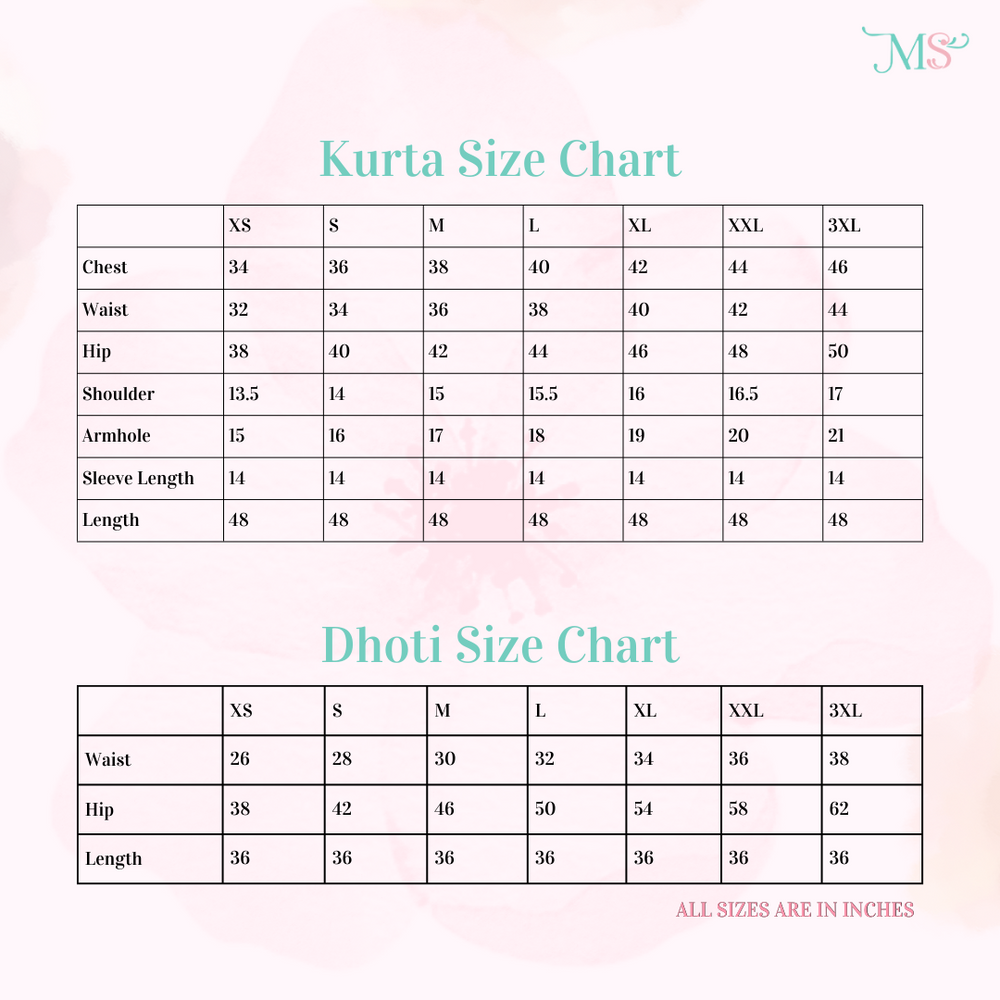 Salwar kameez size chart discount